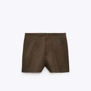 Zara Plaid Brown Shorts